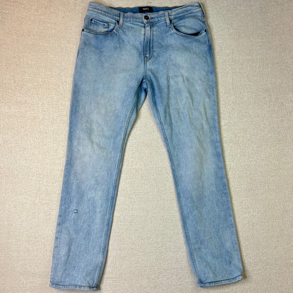 Paige Federal Slim Straight Leg Jeans Light Wash Mens Size 36 Stretch Denim